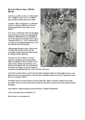 A preview of a PDF biography for Hayes, Cyril Clifford
